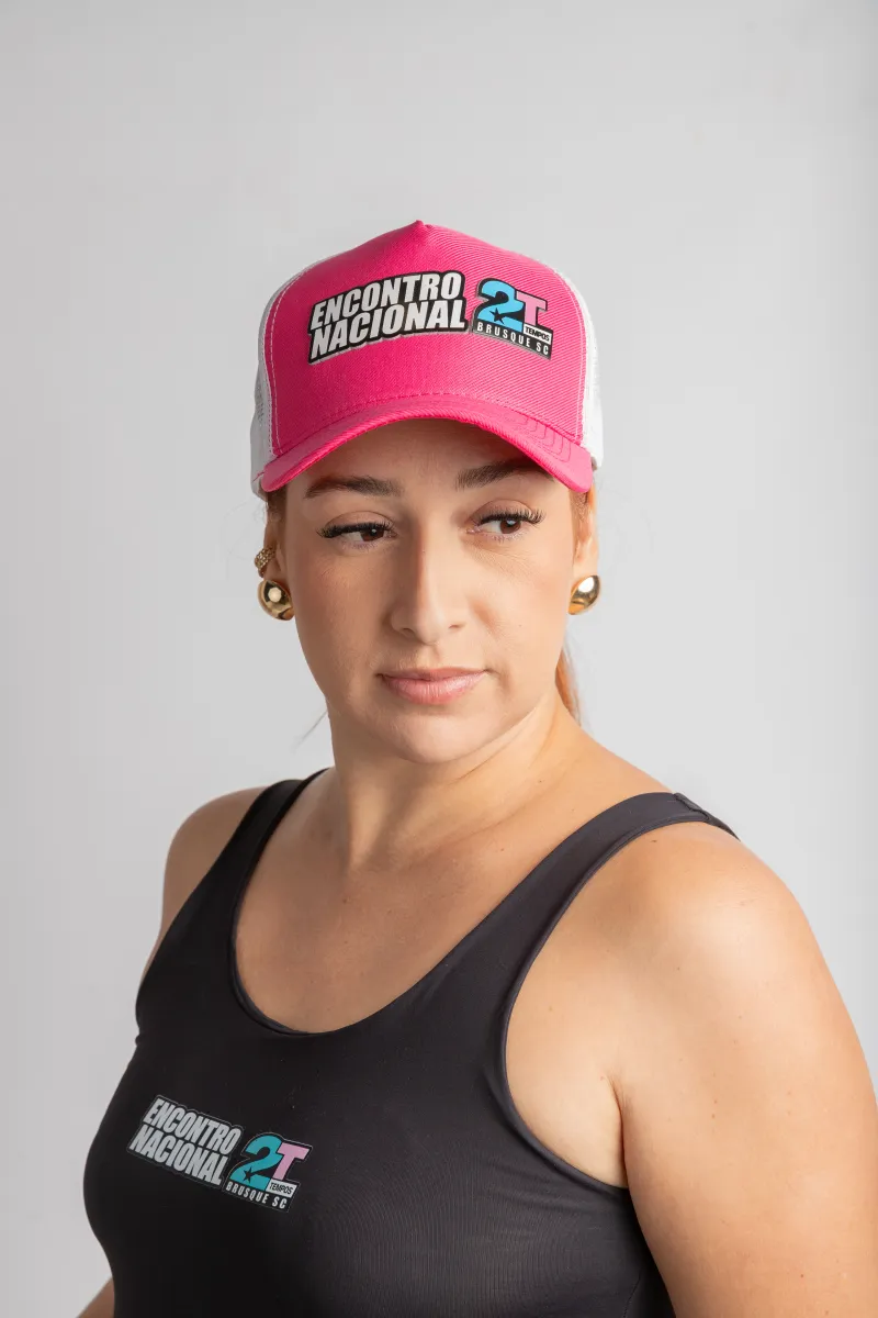 Boné Trucker Rosa Branco ENM2TEMPOS